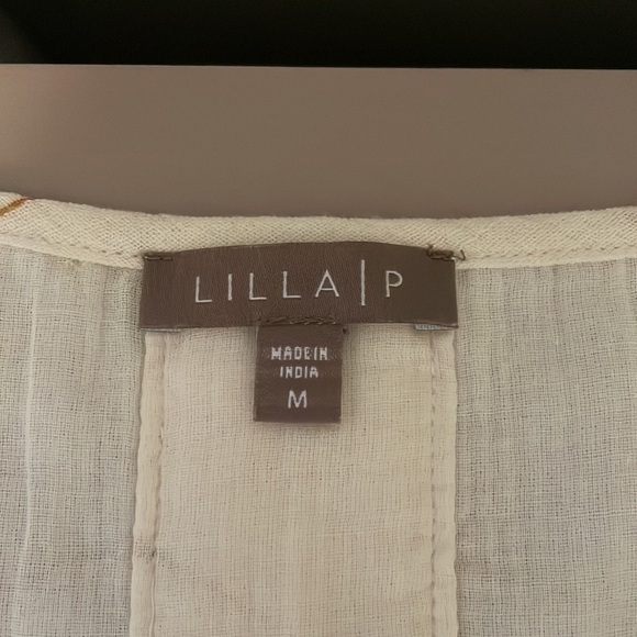 Lilla P sleeveless blouse woman’s size Med, layered ruffles hem, gauze cotton - Picture 6 of 7